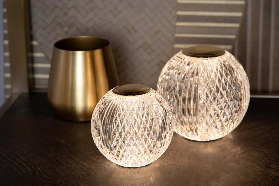 Lucide CINTRA - Lampe de table Rechargeable - Batterie/Piles - Ø 11 cm - LED 3 StepDim - 1x2W 2700K - Transparent - ambiance 2